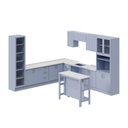Ver imagem 3 de Cozinha Planejada 12 Peças com Tampo e Cristaleira e Ilha Marselha CabeCasa MadeiraOriginals Azul/Sereno