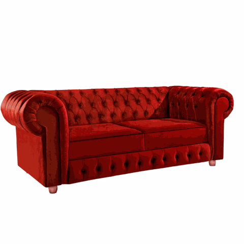Namoradeira Chesterfield Bourbon 3 Lugares Via Encanto Veludo Vermelho