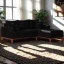 Ver imagem 2 de Sofá 3 Lugares Beny com Chaise Direito Suede Preto