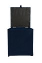 Ver imagem 5 de Puff Baú Estofado em Suede Amassado 1 Lugar Quadrado - Azul Marinho