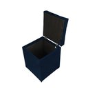 Ver imagem 2 de Puff Baú Estofado em Suede Amassado 1 Lugar Quadrado - Azul Marinho