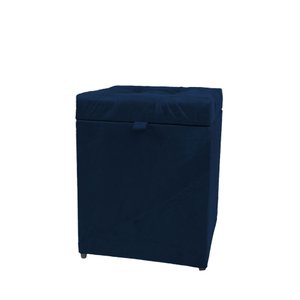 Puff Baú Estofado em Suede Amassado 1 Lugar Quadrado - Azul Marinho