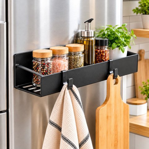 Rack Prateleira Organizador Magnético Cozinha Geladeira Mult