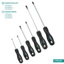 Ver imagem 1 de Jogo de Chaves Fenda e Phillips 6 Peças - Pontas Magnetizada