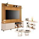 Ver imagem 1 de Estante Home Theater Trinus Cinamomo Off White com Kit Mesa de Centro Sky e Aparador Infinity Off