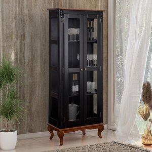 Cristaleira 2 Portas Vidro Madeira Versalhes Preto