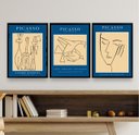 Ver imagem 1 de Kit 3 Quadros Minimalistas Abstratos picasso 24x18cm - com Vidro:madeira Preta