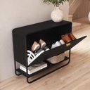 Ver imagem 4 de Sapateira Aparador Orgânica Curva 1 Porta 93cm com Pé Metal 100% BP Luna Preto