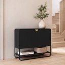 Ver imagem 1 de Sapateira Aparador Orgânica Curva 1 Porta 93cm com Pé Metal 100% BP Luna Preto