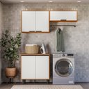 Ver imagem 1 de Lavanderia Modulada 3 Peças em MDP Ravena Marrom/Freijó/Off White Acetinado