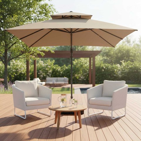 Ombrelone Quadrado Articulável 3m Jardim Piscina Tulum Rivatti