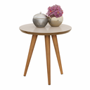 Ver imagem 3 de Kit 2 Mesas Retrô Classic Apoio E Lateral Redonda Pé Palito - Off White/ Freijó