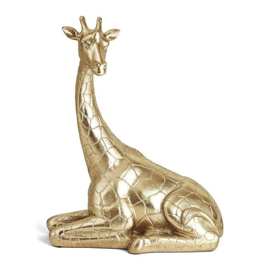 Escultura Girafa Sentada em Poliresina Dourada - Mart 17487
