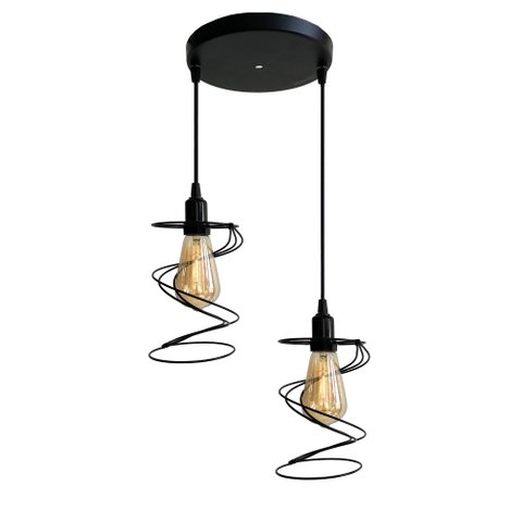Duo Aramado Mola Poptem Canopla Múltipla Redonda Preto Lustre Luminária Iluminação Sala Quarto Ilumi