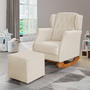 Ver imagem 1 de Poltrona Amamentação Balanço Descanso Helena com Puff Suede Bege Twdecora