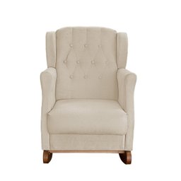 Poltrona Amamentação Balanço Descanso Helena com Puff Suede Bege Twdecora - 3