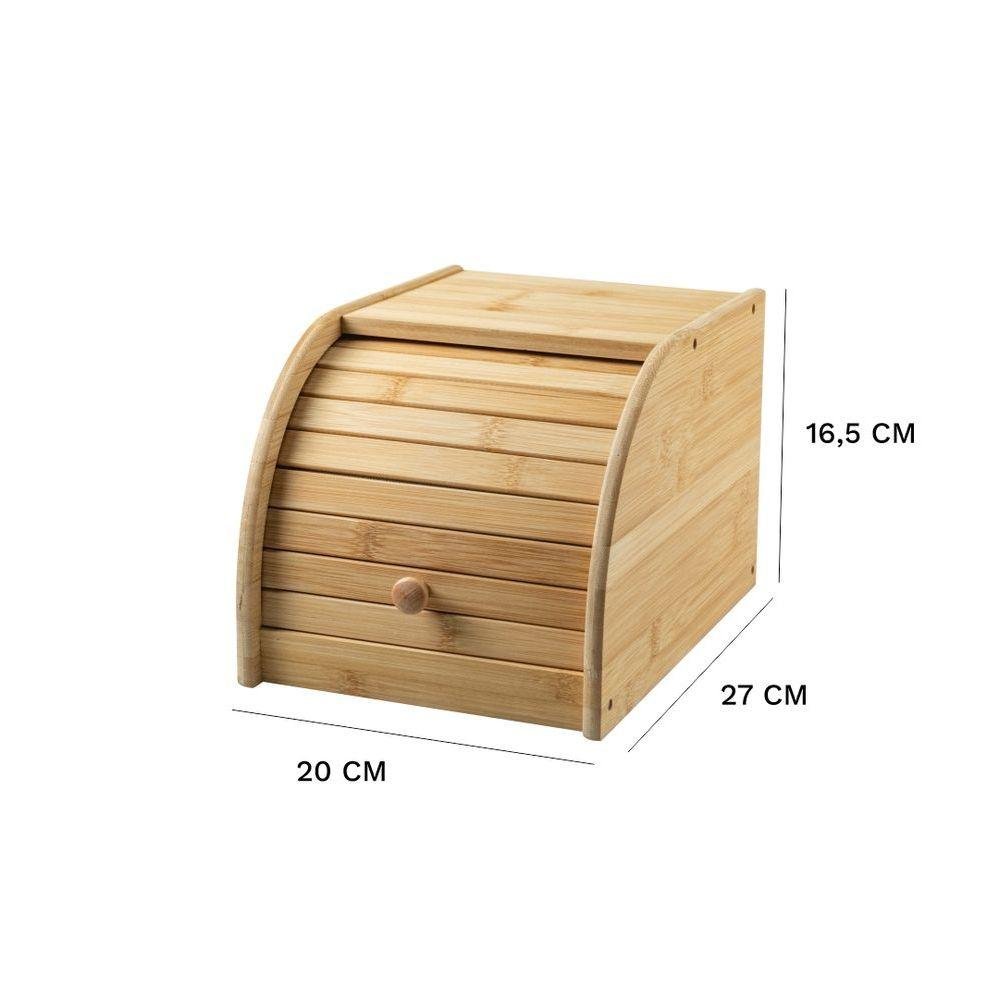 Porta Pães Pequeno de Bambu com Tampa Retrátil Sense ou 27 X 20 X 18 Cm Cor:bambu - 4