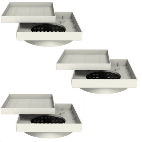 Kit com 3 Ralos Oculto Invisível Anti Inseto 15x15 Branco