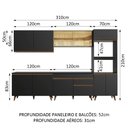 Ver imagem 4 de Armário de Cozinha Completa 310cm Preto/Rustic Reims Madesa XA01
