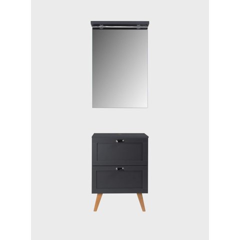 Gabinete para Banheiro com Tampo e Espelheira 60cm Retro Mdf Grafite Milano - On Móveis