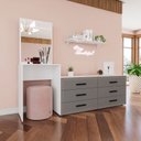 Ver imagem 1 de Cômoda Penteadeira 6 Gavetas Valência Cinza/Branco