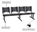 Ver imagem 2 de Cadeira Longarina para Recepção Iso 4 Lugares em Polipropileno Vermelho