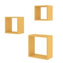 Ver imagem 1 de Kit 3 Nichos Prateleiras Decorativos Quadrado 30 Cm Sala Quarto Escritório Mdp Amarelo - Clicklar