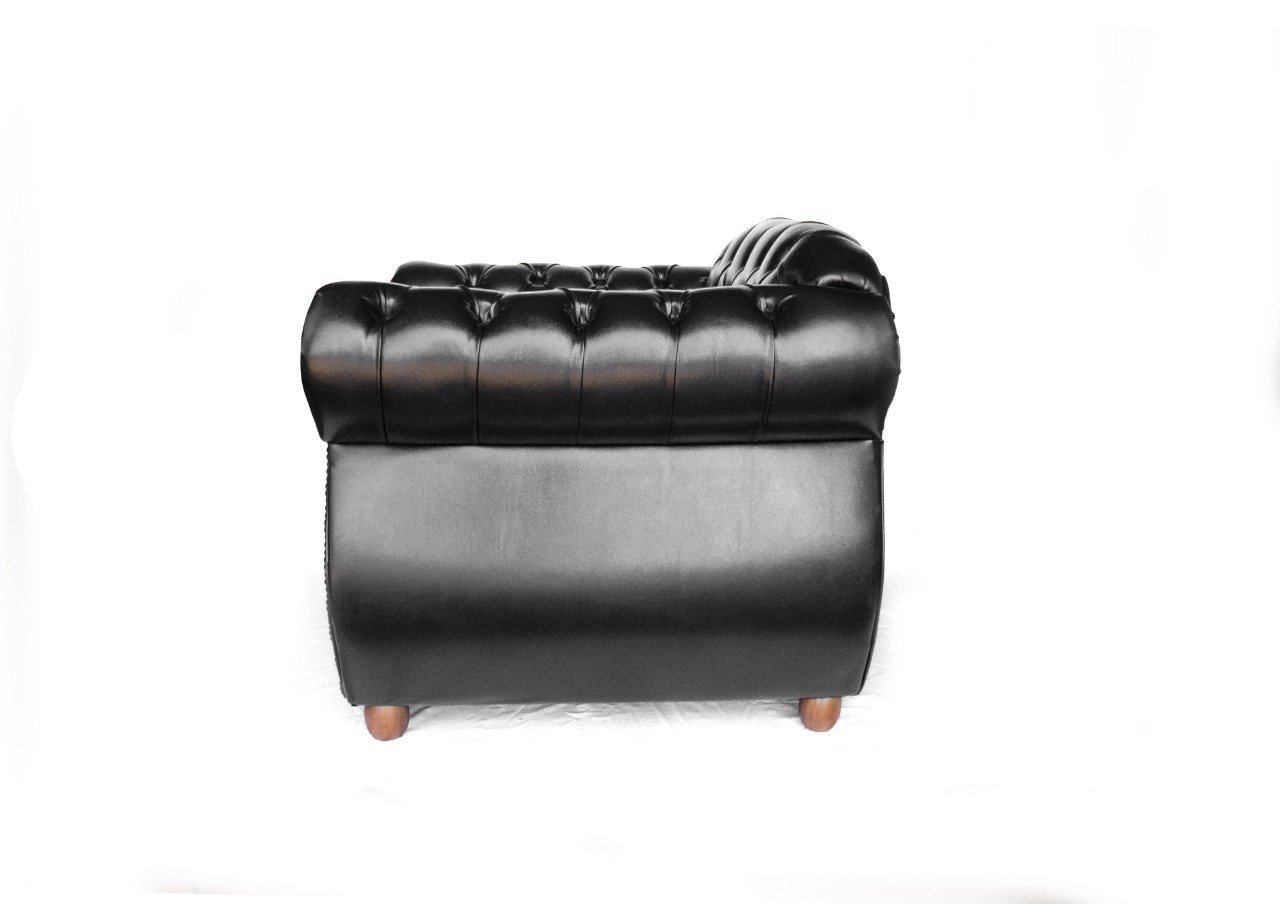 Kit 02 Poltrona Chesterfield Capitonê Couro Preto Ecológico - Fm - 4