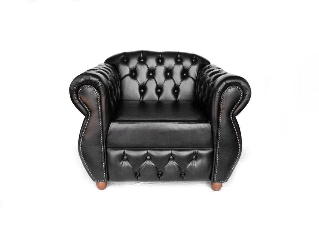 Kit 02 Poltrona Chesterfield Capitonê Couro Preto Ecológico - Fm - 2