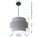 Ver imagem 2 de Lustre para Sala de Jantar Vivare Md-4392 Cúpula em Tecido 40cm Lustres Vivare Rustico-cinza Bivolt