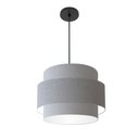 Ver imagem 1 de Lustre para Sala de Jantar Vivare Md-4392 Cúpula em Tecido 40cm Lustres Vivare Rustico-cinza Bivolt