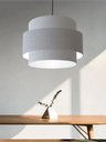 Ver imagem 3 de Lustre para Sala de Jantar Vivare Md-4392 Cúpula em Tecido 40cm Lustres Vivare Rustico-cinza Bivolt