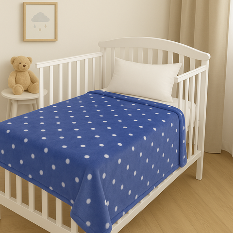 Cobertor de Berço Toque de Seda Poá 90x110cm - Azul/Branco