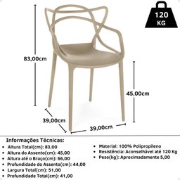 Kit 6 Cadeiras de Jantar Allegra Prática Empilhável - Nude - 2