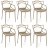 Kit 6 Cadeiras de Jantar Allegra Prática Empilhável - Nude - 1