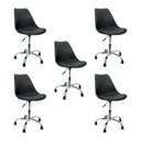 Ver imagem 1 de Kit 5 Cadeiras Leda Office Luisa Saarinen Estofada Base Giratória Cromada - Preto