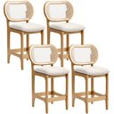 Ver imagem 1 de Kit 4 Banquetas Baixa Bar Cozinha Sala de Jantar Betta L02 Mel Tela Linho Cru - Lyam Decor