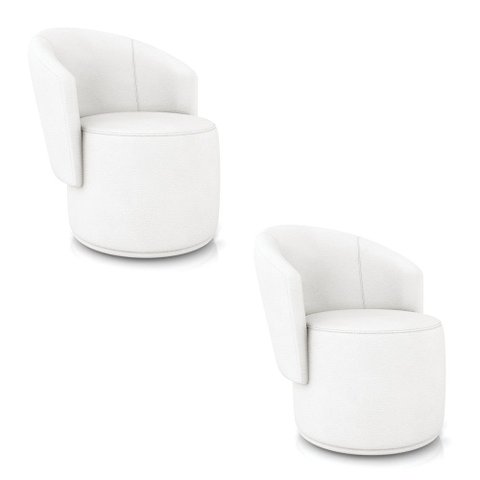 Poltrona Decorativa Orgânica Fixa para Sala Kit 2 Malu Sintético Branco M11 - D’Rossi