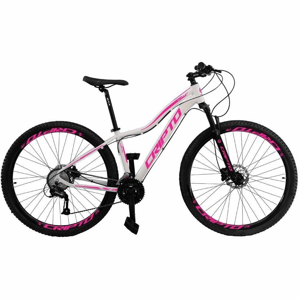 Bicicleta Aro 29 Cripto 24v Acera Freio Hidraulico Trava-k7 - Branco-rosa - 17" Branco-rosa - 1
