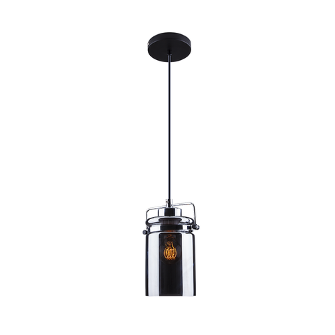 Lustre Pendente Direcionável em Vidro Haz Estilo Retrô Moderno 1 Lâmpada E27 Startec:Fumê/110V/220V