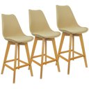 Ver imagem 1 de Kit 3 Banquetas Monty Leda Luisa Saarinen Alta Base Fixa Madeira