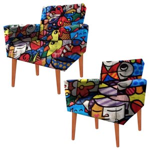 Kit 2 Cadeira Poltrona Consultório Escritório Recepção Reforçadas Nina Romero Britto