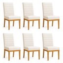 Ver imagem 1 de Kit 6 Cadeiras de Jantar Solana Suede Bege Base de Madeira - Pallazio