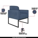 Ver imagem 4 de Poltrona Decorativa Isabella Base Industrial Suede Azul Marinho/Preto Gran Belo