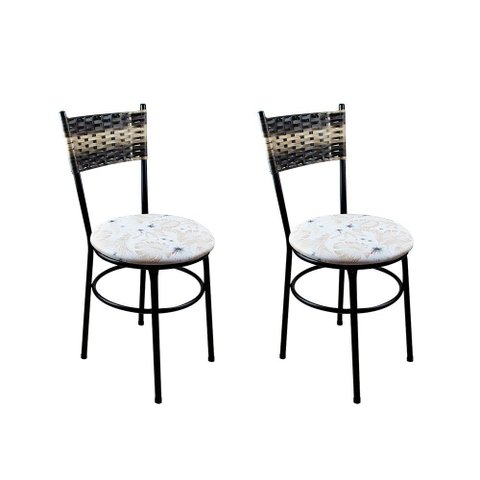 2 Cadeiras Pretas para Cozinha Viena Cappuccino Premium:Floral Areia