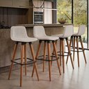 Ver imagem 2 de Kit 4 Banquetas Linea Alta Luxo Aço Preto Assento em Linho Balcão Gourmet Industrial - Preto/Palha