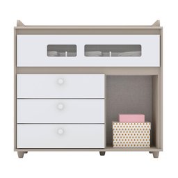 Berço Americano Aquarela e Cômoda Infantil Pula-Pula Cristal Branco com Colchão Gazin - Henn - 3