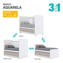 Ver imagem 6 de Berço Americano Aquarela e Cômoda Infantil Pula-Pula Cristal Branco com Colchão Gazin - Henn