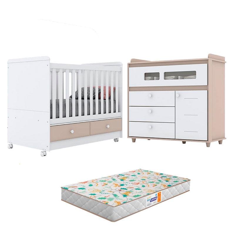 Berço Americano Aquarela e Cômoda Infantil Pula-Pula Cristal Branco com Colchão Gazin - Henn é boa?