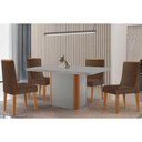 Ver imagem 1 de Conjunto: Mesa Sala Jantar Pietã¡ Curvo 120cm + 4 Cadeiras Dakota Madeira Naturale/off White -